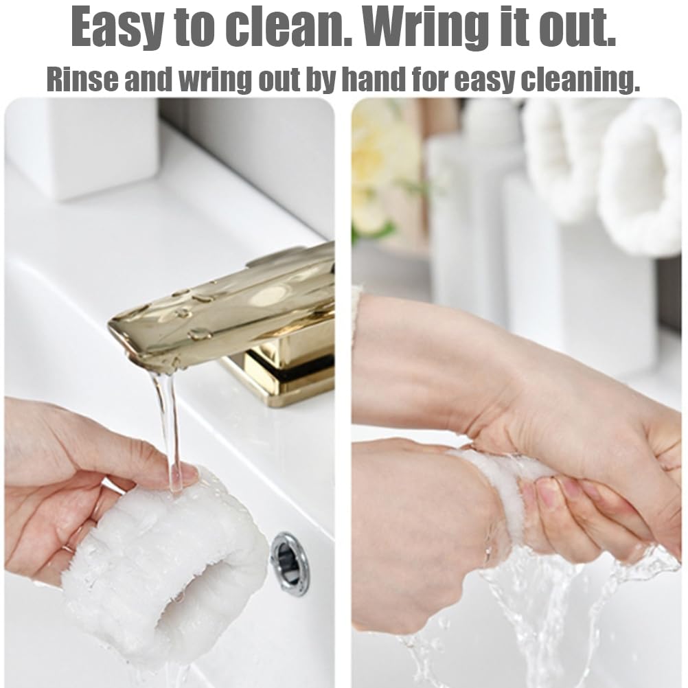Fc'Noqgn 4 pcs SPA Wrist Wash Toalla Absorbente de Microfibra para la Cara y la Ducha (Blanco Gris)