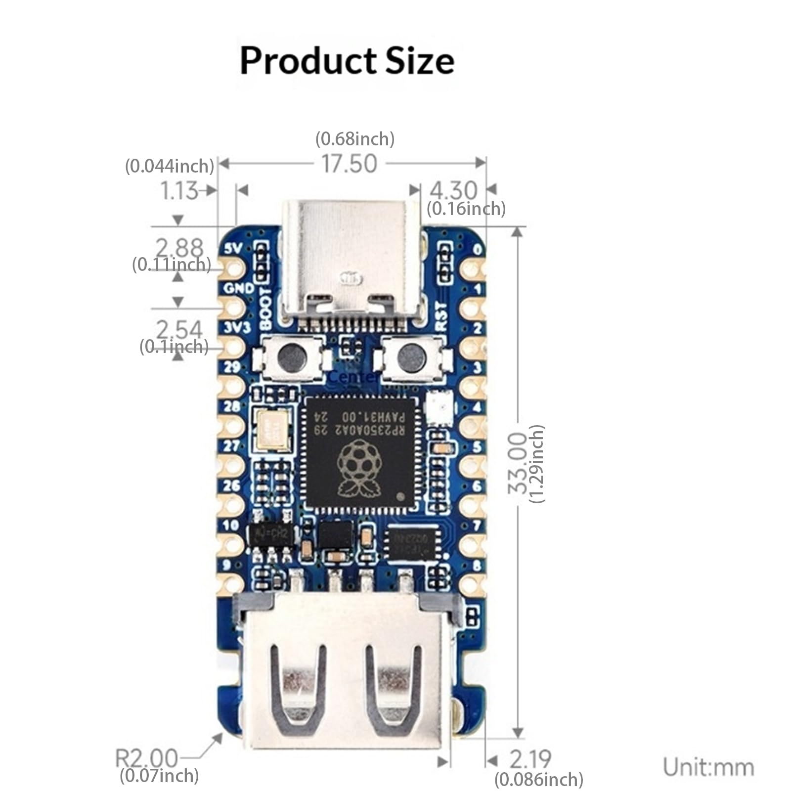 P2350-USB-A Dwurdzeniowa i Architektura Raspberry Pi Card Development Board