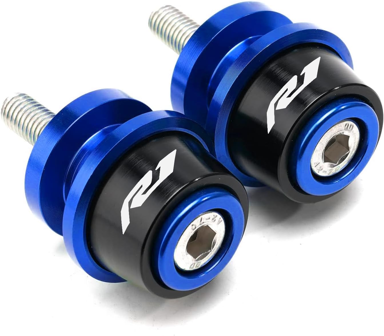 For Yamaha R1 YZF-R1 R1M YZFR1 Motorcycle Accessories CNC Aluminum 6mm Swing Arm Stand Screws Swingarm Spools Sliders (Blue)