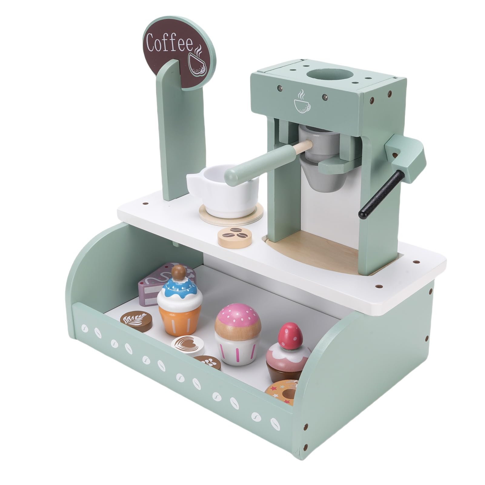 Set di Giocattoli per Caffettiera per Bambini Gioco di Ruolo in Legno per Giochi Fantasiosi e Sviluppo di abilità Sociali 12,6x7,95x4,45 Pollici