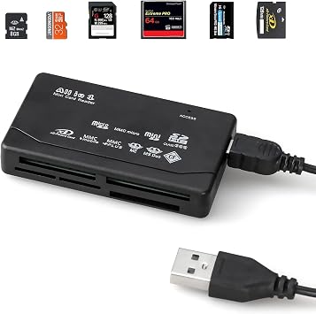 Micro SD Card Reader, Wansurs 6 in 1 Memory Card Reader for SD/Micro SD/CF/XD/MS Pro/M2 Card, Compatible with Win7,8,10,11