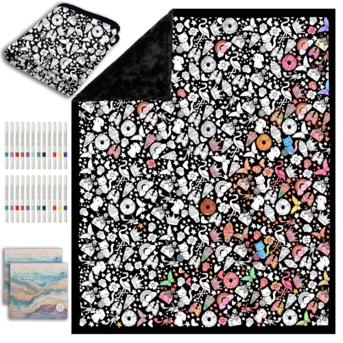 ZHOYIMIMI DIY Cozy Coloring Blankets for Kids & Adults -24