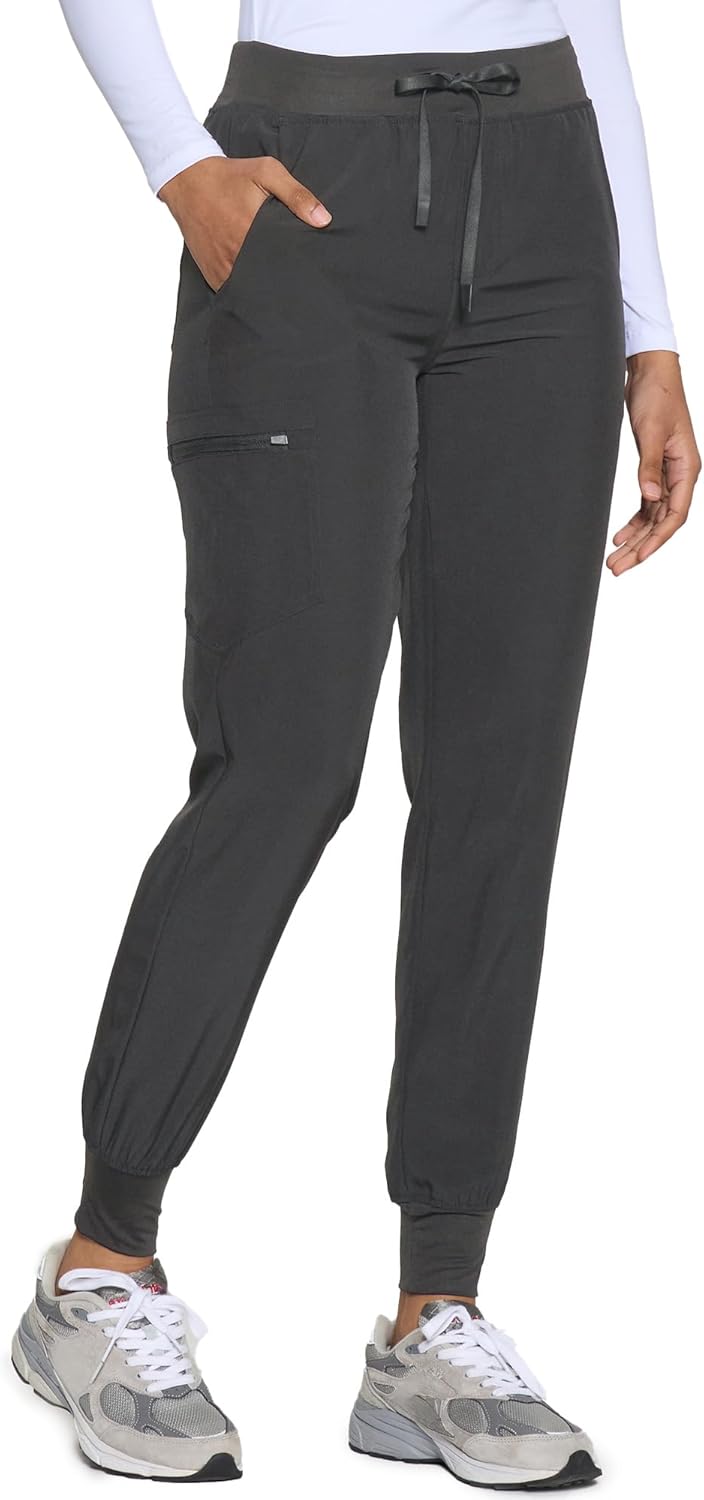 COZYFIT Womens Scrub Pants - Soft Stretch Yoga Style with 5 Pockets, Slim Fit Jogger Scrubs Pants for Women