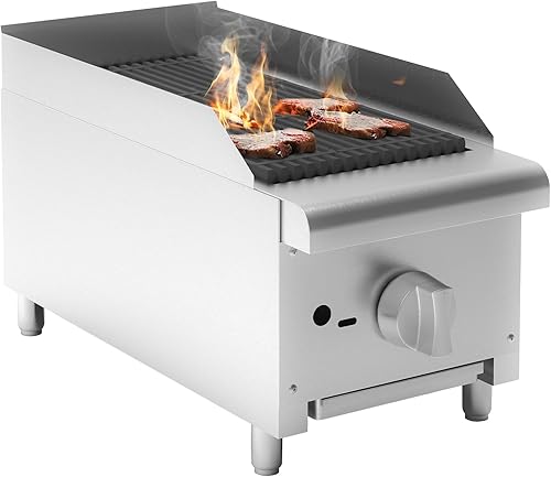 Charbroiler comercial de 24 pulgadas, parrilla de gas naturalpropano resistente con 2 quemadores, 56,000 BTU, equipo de cocina comercial certificado