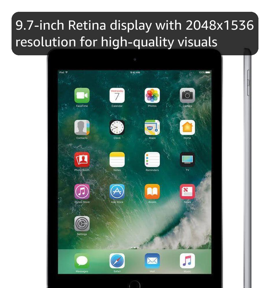 Apple iPad 9.7 with WiFi, 128GB- Space Gray (2017 Model) - (Renewed)
