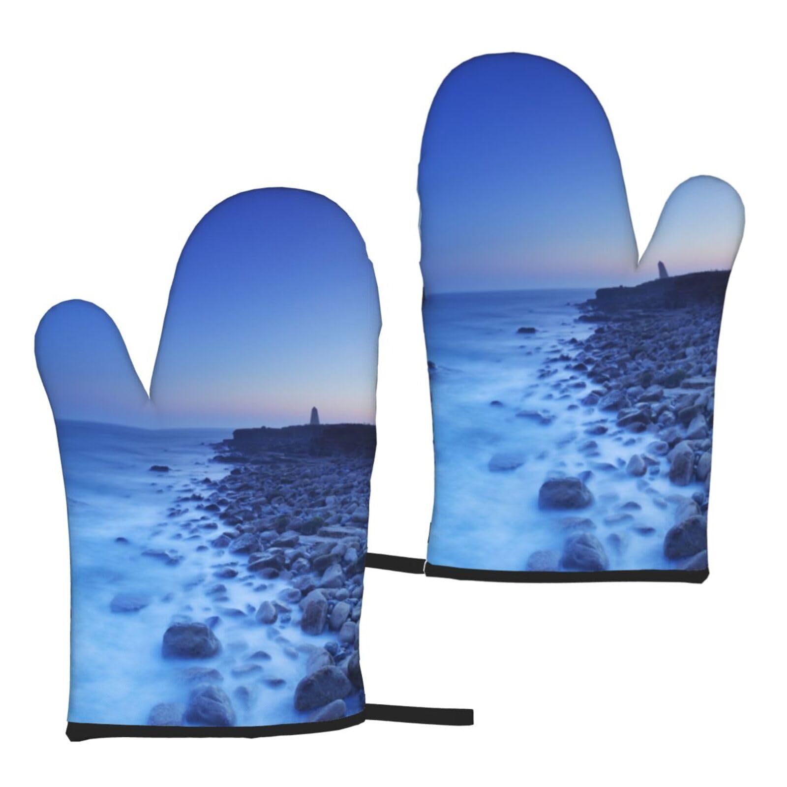 The Seaside Lighthouse Print Universal Fit Comfort Gloves Protection Heat Resistant Oven Kitchen Baking Grilling