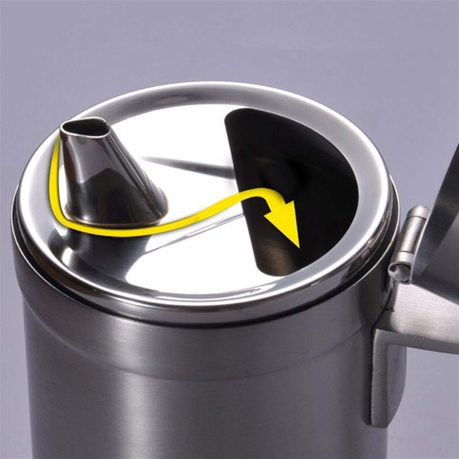 Cocina de acero inoxidable Aceite de oliva Salsa Dispensador Almacenamiento a prueba de fugas Lata Pot Kit de acero inoxidable Contenedor de aceite (Color : Silver)