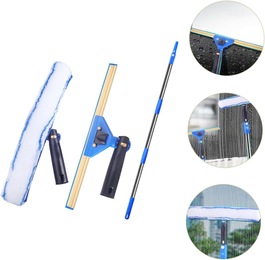 Microfiber Window Cleaning Squeegee Kit with Extendable Pole for Car Shower and Sliding Door Versatile Window Cleaner with Scrubber for Efficient Cleaning Random Style