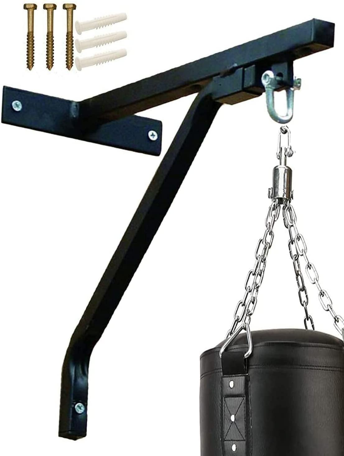 Soporte de pared para saco de boxeo y artes marciales mixtas de 45,7 cm, de acero resistente, para colgar en la pared, soporta hasta 100 kg