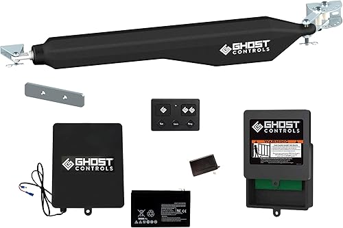 Ghost Controls - Kit de abridor automático de puerta para puertas oscilantes decorativas de entrada con control remoto y caja de batería modelo DTP1
