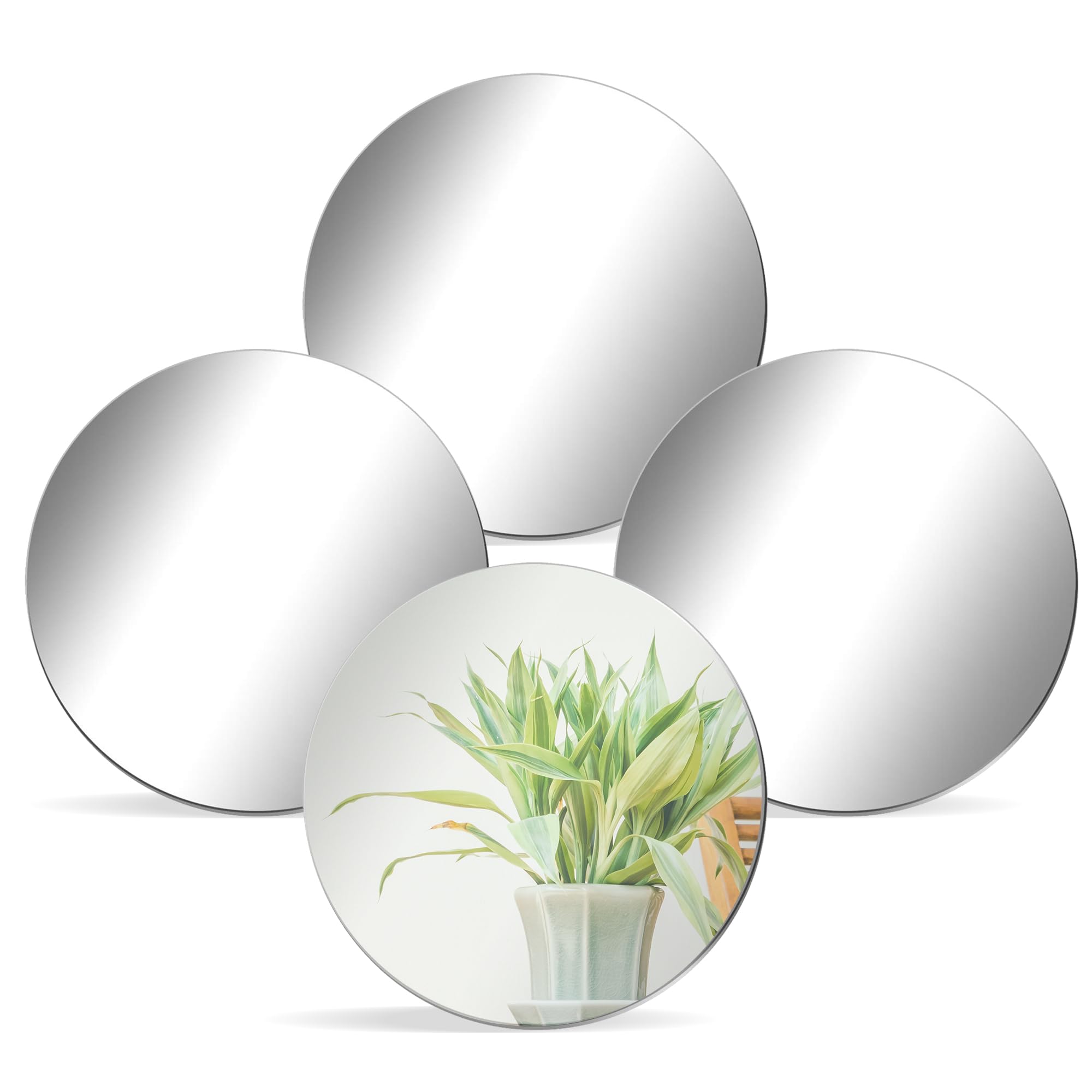 True Flair Silver Acrylic Mirror for Art and Craft Purpose Painting | Round Circle Mirror for Lippan Art, and Many More | 5 Inch X 5 Inch Pack of 4-image-38