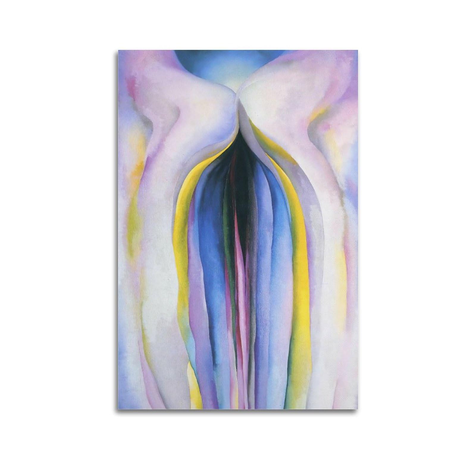 DryNda Georgia O'Keeffe Poster Grey Line With Black, Blue And Yellow Art Canvas Painting Decor Wall Print Photo Gifts Home Modern Decoratives 16x24inch(40x60cm)