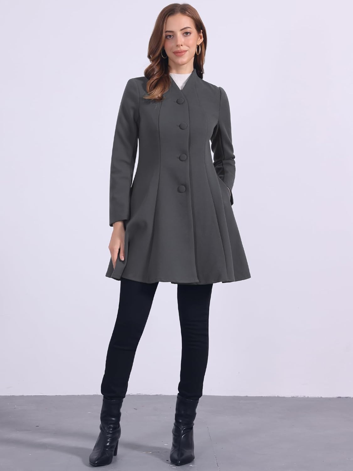 Elegant Allegra K A-Line Peacoat