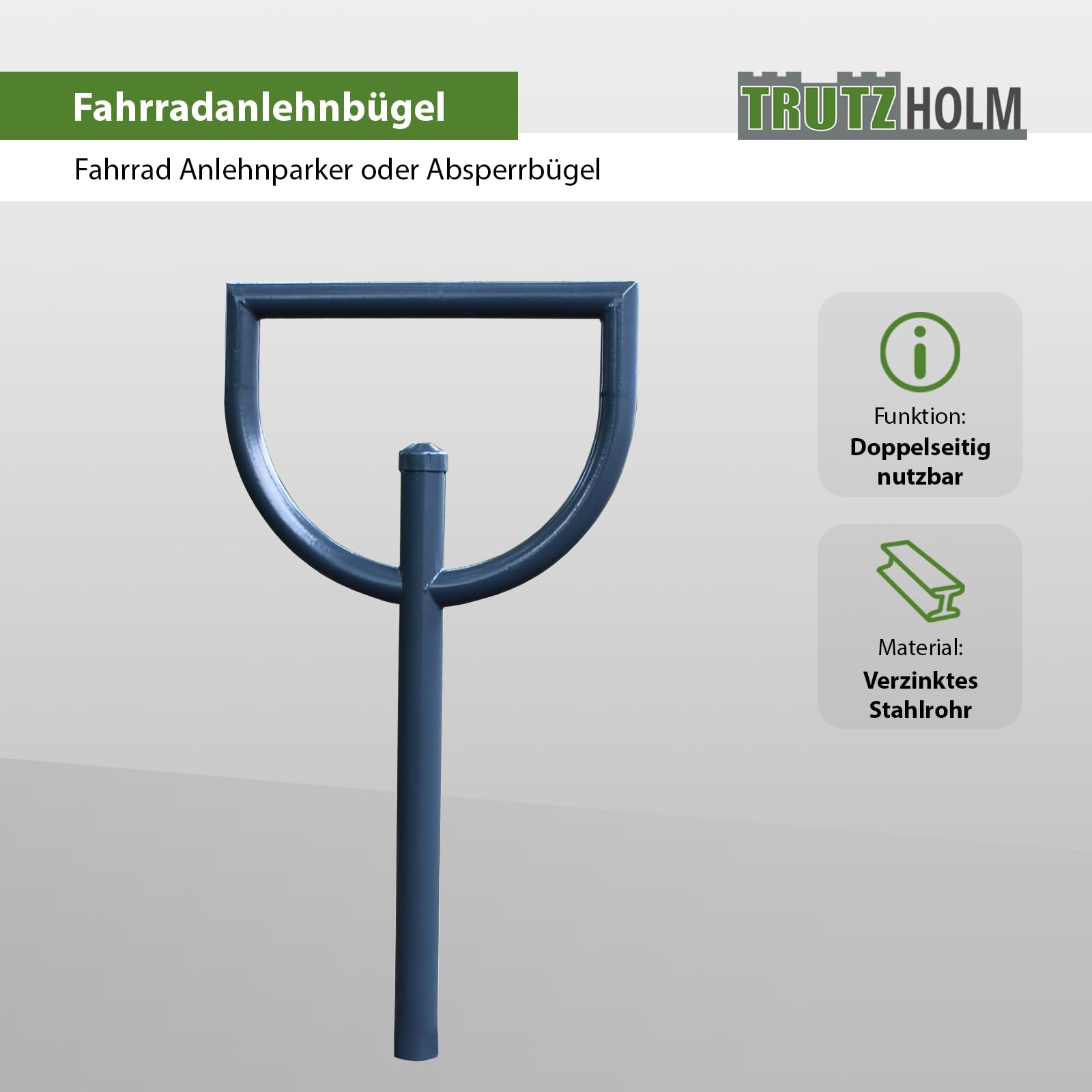 TRUTZHOLM Fahrradanlehnbügel 118x56 cm zum Einbetonieren Anthrazit Typ D