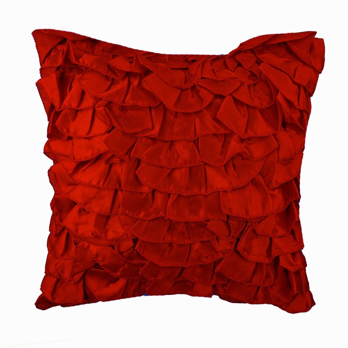 The HomeCentric Red Cushion Cover, Vintage Style Ruffles Shabby Chic Decorative Cushion Cover, Cushion Cover Pack of 2, 40x40 cm (16x16 inch), Satin Cushion Cover, Solid Modern Solid - Vintage Reds โ image 1