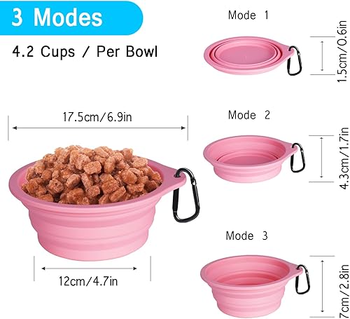 Miniatura 4 de PetBonus 2-Pack Silicone Collapsible Dog Bowls and Dog Collar Safety Clip