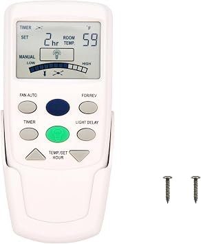 CENMING 9T Thermostatic Ceiling Fan Remote Control Replacement Remote for Hampton Bay,with Reverse Timer 3-Speed, LCD Display Temp 303.9MHz, No Light Dimmer,for L3HFAN9T FAN-9TRemote Only