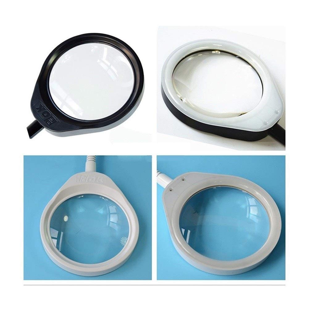 Lámpara de Lupa LED de Escritorio con Soporte, luz Brillante para Lectura, Manos Libres, Lupa Ajustable de 3X, 5X, 8X y 10x.