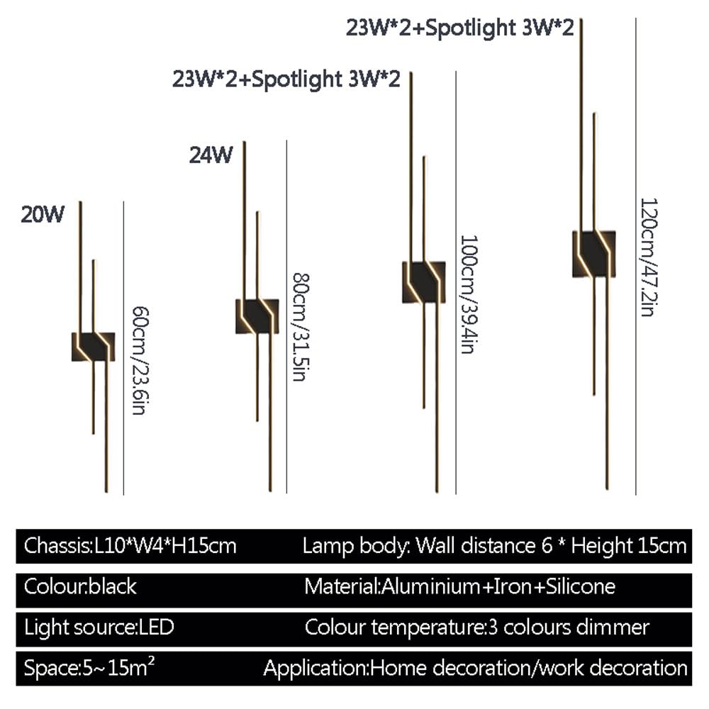 Lámpara De Pared Led Moderna, Iluminación De Aplique De Pared Led Interior Negra Regulable, Lámparas De Tocador De Baño sobre Espejo para Sala De Estar, Pasillo, Dormitorio, Lámpara De Pared