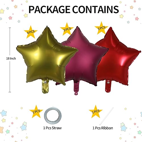 Miniatura 83 de KALOR Globos de Mylar de estrella rosa intenso de 18 pulgadas, 10 globos de helio en forma de estrella para bodas, baby shower, decoraciones de Rosa