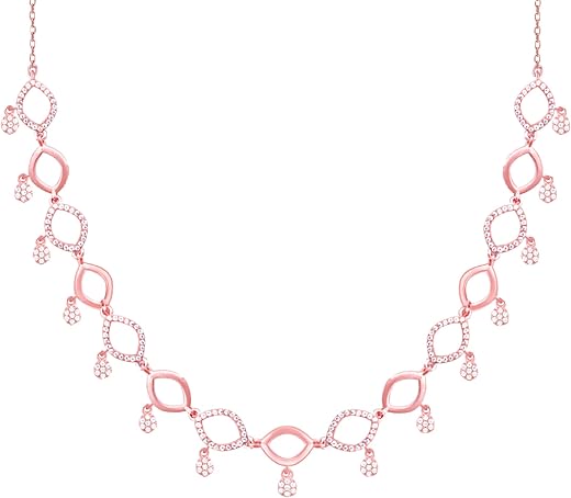 GIVA 925 Silver Rose Gold Duchess Necklace | Gifts for Girlfriend,Pendant to Gift Women &amp; Girls | With Certificate of Auth...