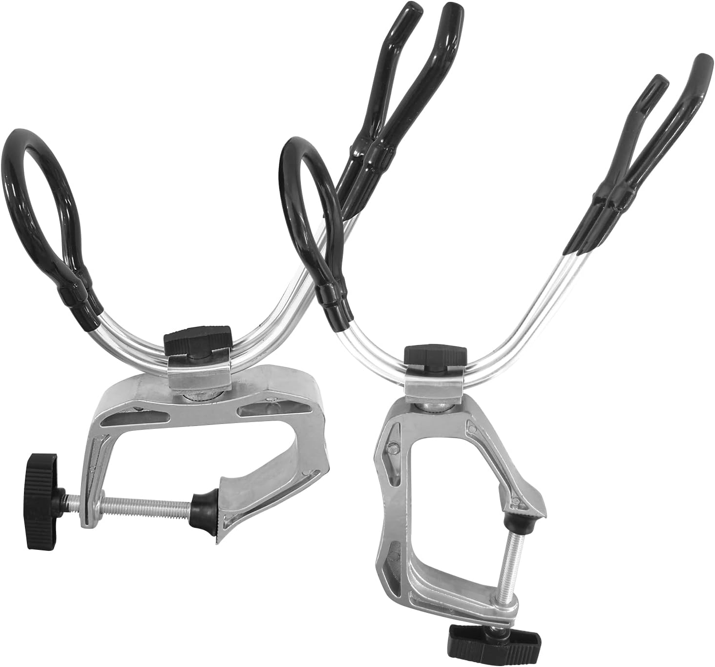 LBW Boat Fishing Rod Holder Dock Fishing Pole Holder 360 Degree Adjustable Dual-use Clamp on Rod Holder for Boat Aluminum Alloy Fishing Tackle Tool 2 Pack