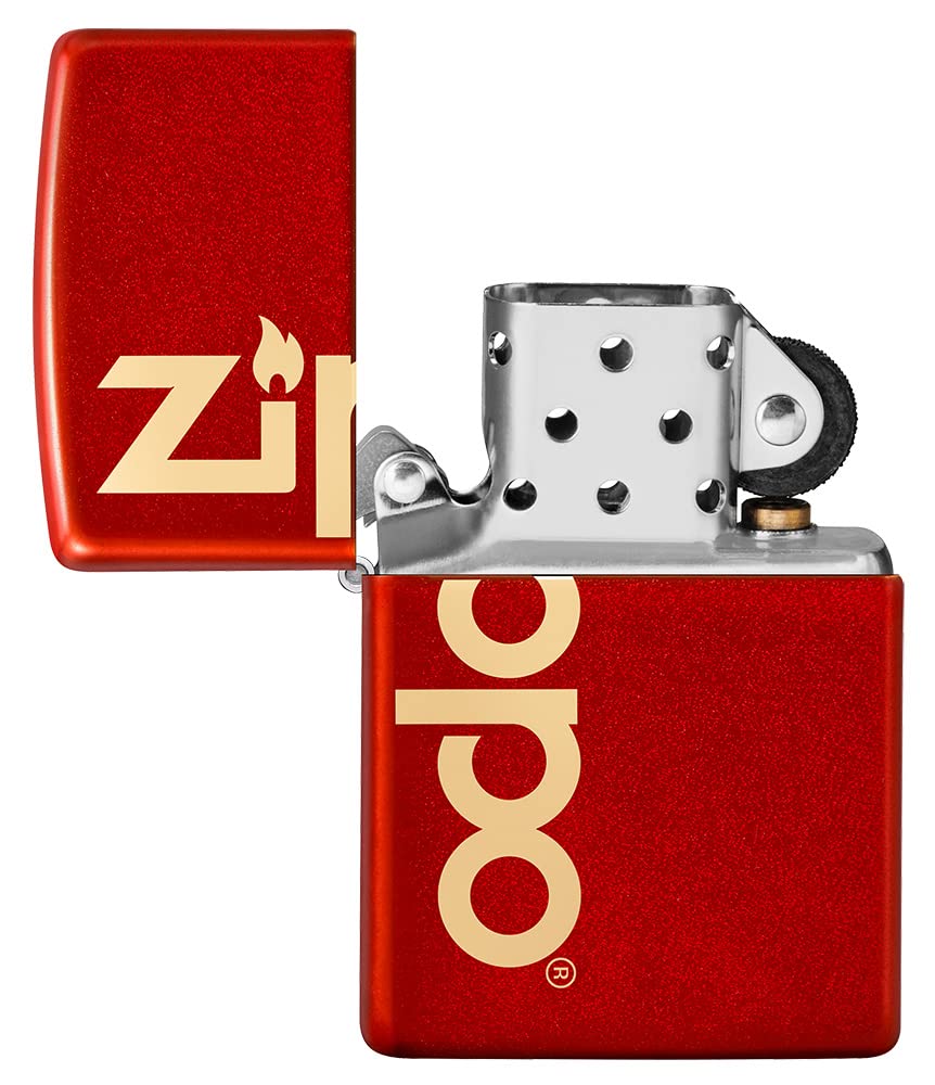 Zippo Winddichte aansteker - Logo-model met metallic rode afwerking en lasergravure - navulbaar - herbruikbaar - winddicht ontwerp - geschenkdoos - Made in USA