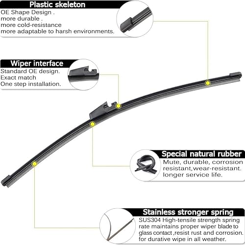 Vista 128 de AUTOBOO Limpiaparabrisas de 21 + 21 pulgadas con limpiaparabrisas trasero de 14 pulgadas de repuesto para Jeep Grand Cherokee 2005 2006 2007 208