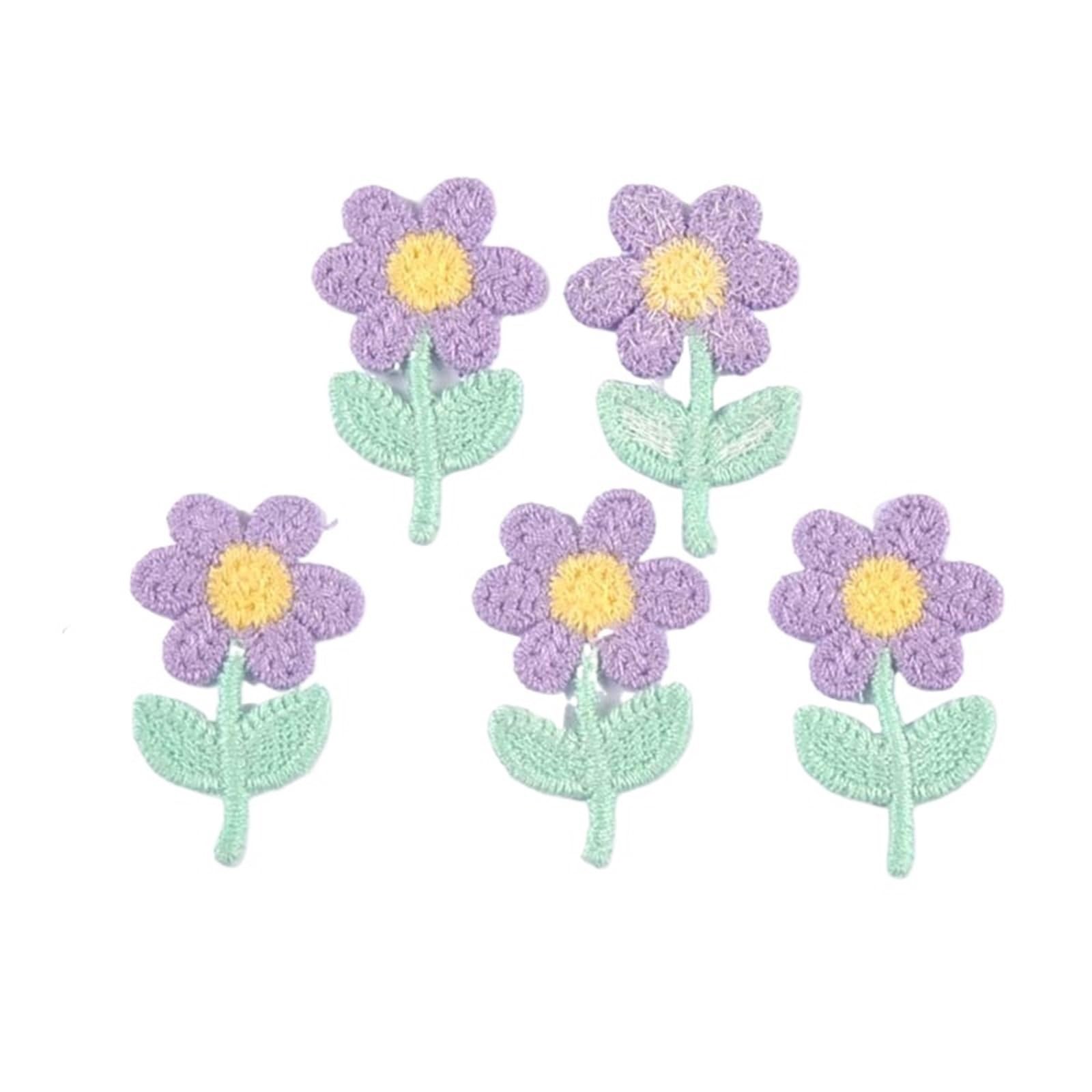 Wtaxbh Color5 Iron On Patches 60Pcs/Lot 23X36mm Mini Flower Appliques For Diy Hat Clothes Sewing Supplies Headwear Decor Sew-On Patches(Color5)