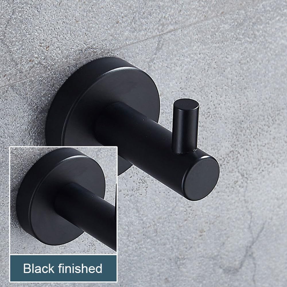 Ganchos para ropa de acero inoxidable 304, color negro, para puerta de baño, pared trasera, ganchos para toallas, para baño, cocina, oficina, M, 1