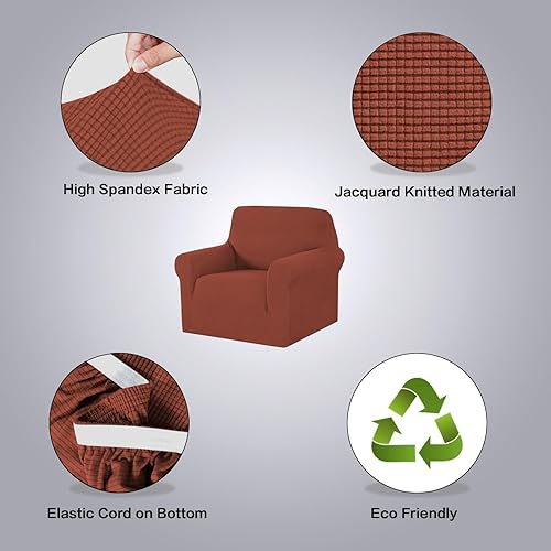 Miniatura 6 de H.VERSAILTEX Funda elástica para silla, funda protectora para muebles, funda protectora de muebles de alta elastano, a cuadros pequeños, de punto