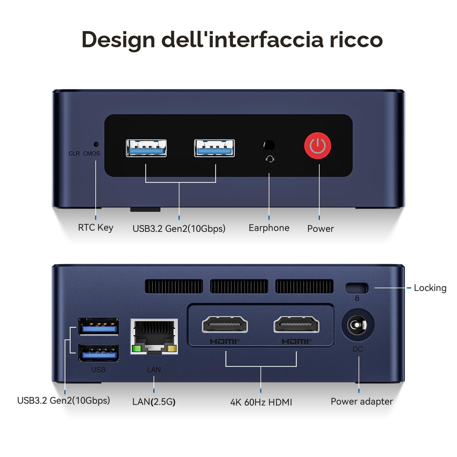 Beelink Mini PC 12th Alder Lake N95 processore (Turbo 3,4 GHz), mini computer 8GB RAM DDR4 3200 MHz SSD 256 GB, compatibile due schermi 4K indipendenti, Wi-Fi 5/BT 4.2/ Ethernet 2.5G