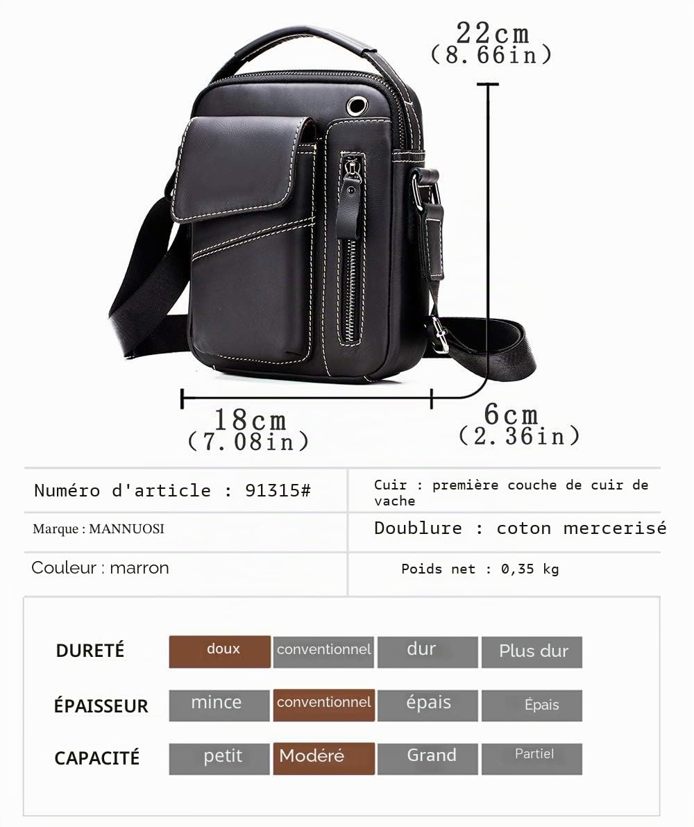 Homme Sacs Portés épaule Tendance Loisir Cuir Veritable Sac Besace