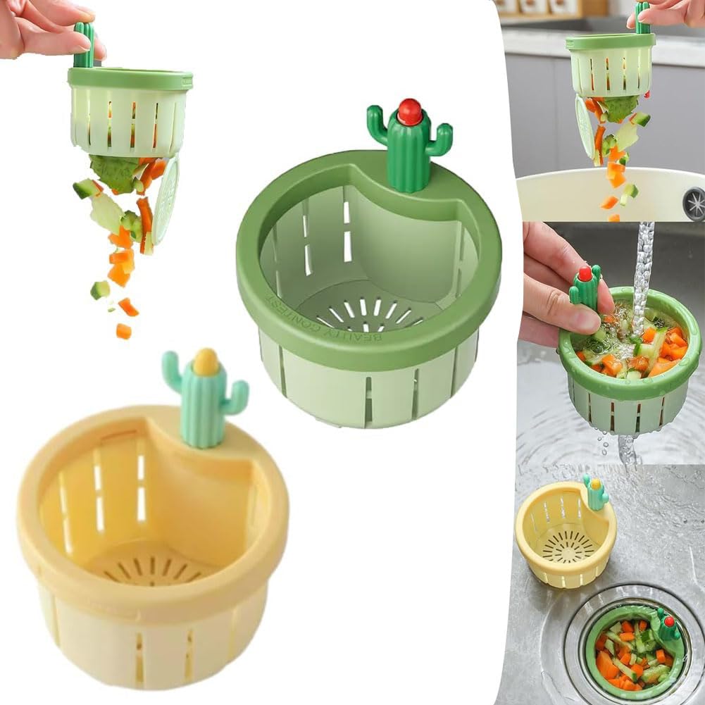 Lot de 2 passoires de vidange pour évier de cuisine en forme de cactus - Panier de vidange automatique