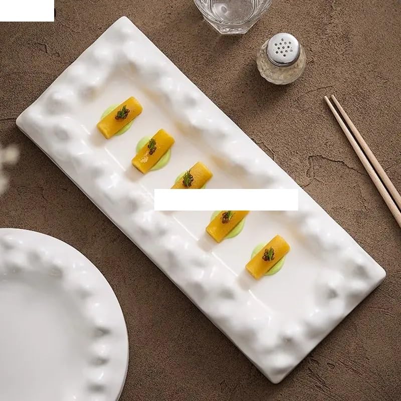 Talerze Ceramiczne Talerze Obiadowe Kreatywne Nieregularna Tekstura Gruby Talerz Do Zupy Talerz Deserowy Talerz Do Makaronu Sushi Talerze Restauracyjne Talerze Obiadowe，B 13.7 Inch