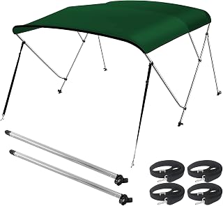 Seamander 3 Bow Bimini Top Cover 13 Different Size Multiple Color Options Includes Mounting Hardwares,Storage Boot with 1 Inch Aluminum Frame (3 Bow 6'Lx 54"- 60" W x 46" H,Forest Green)
