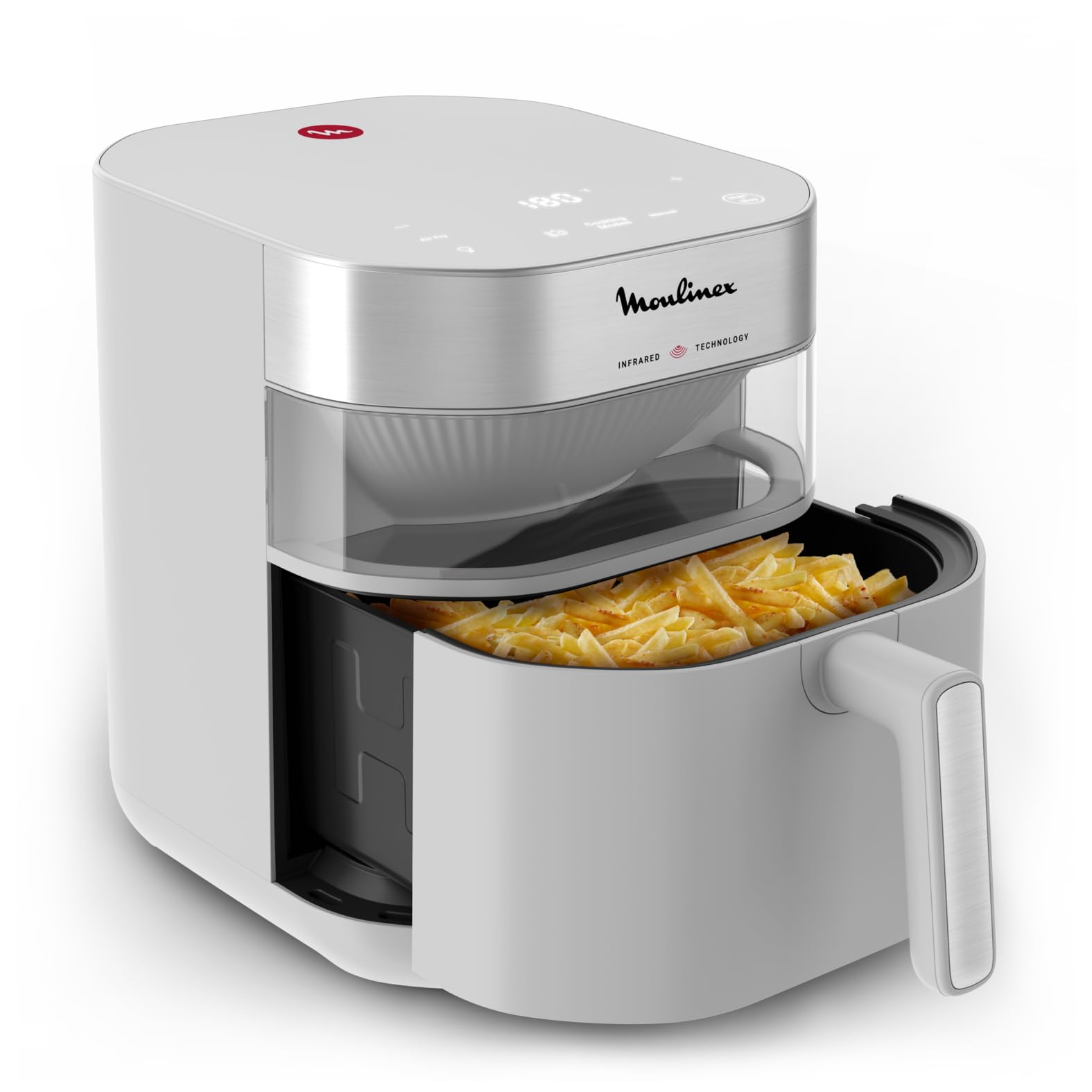Moulinex Easy Fry Infrared Air Fryer 7L Infrared Technology Dual Resistance Digital Panel Dishwasher Safe Viewing Window 8 Modes Recipe App EZ831G