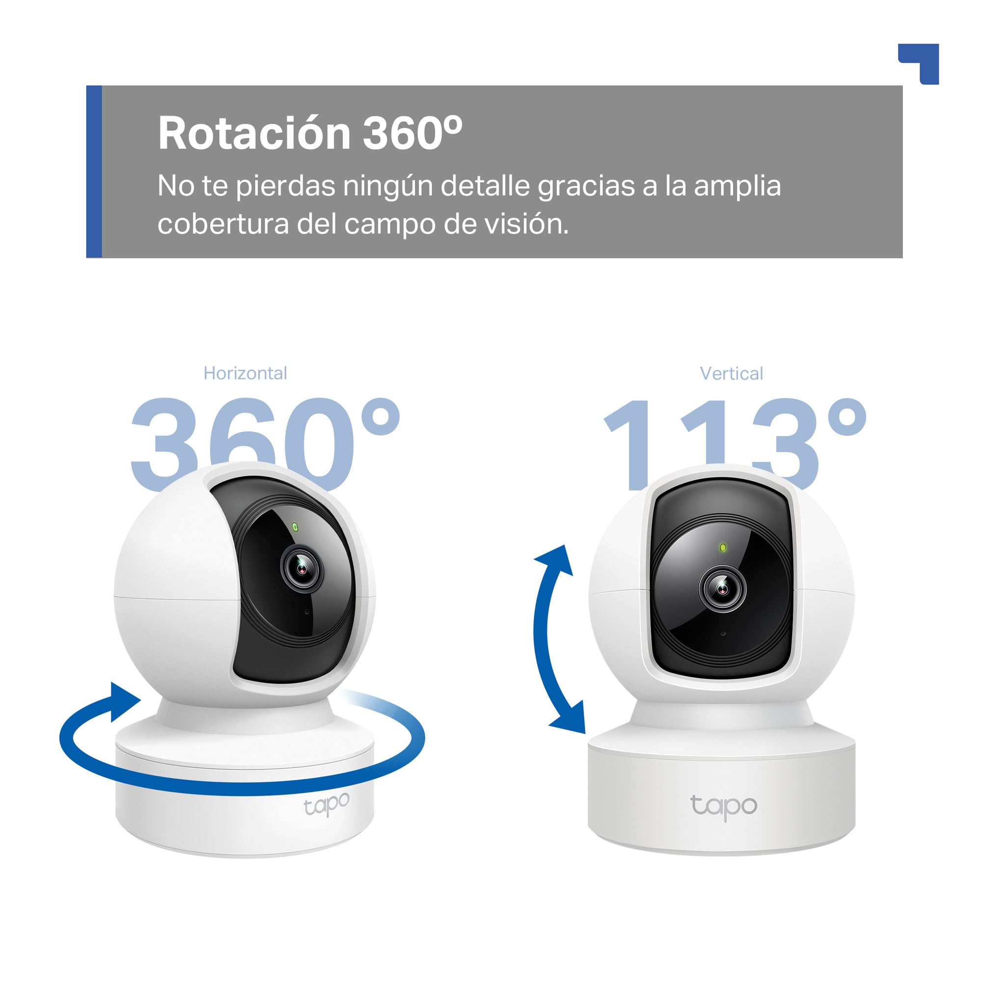 Tapo C212 - Camara Vigilancia Wi-Fi/Ethernet Interior, 2K(3MP), Visión Nocturna, Soporta Tarjeta SD hasta 512 GB, Detección de Movimiento, Control Remoto, Compatible con Alexa