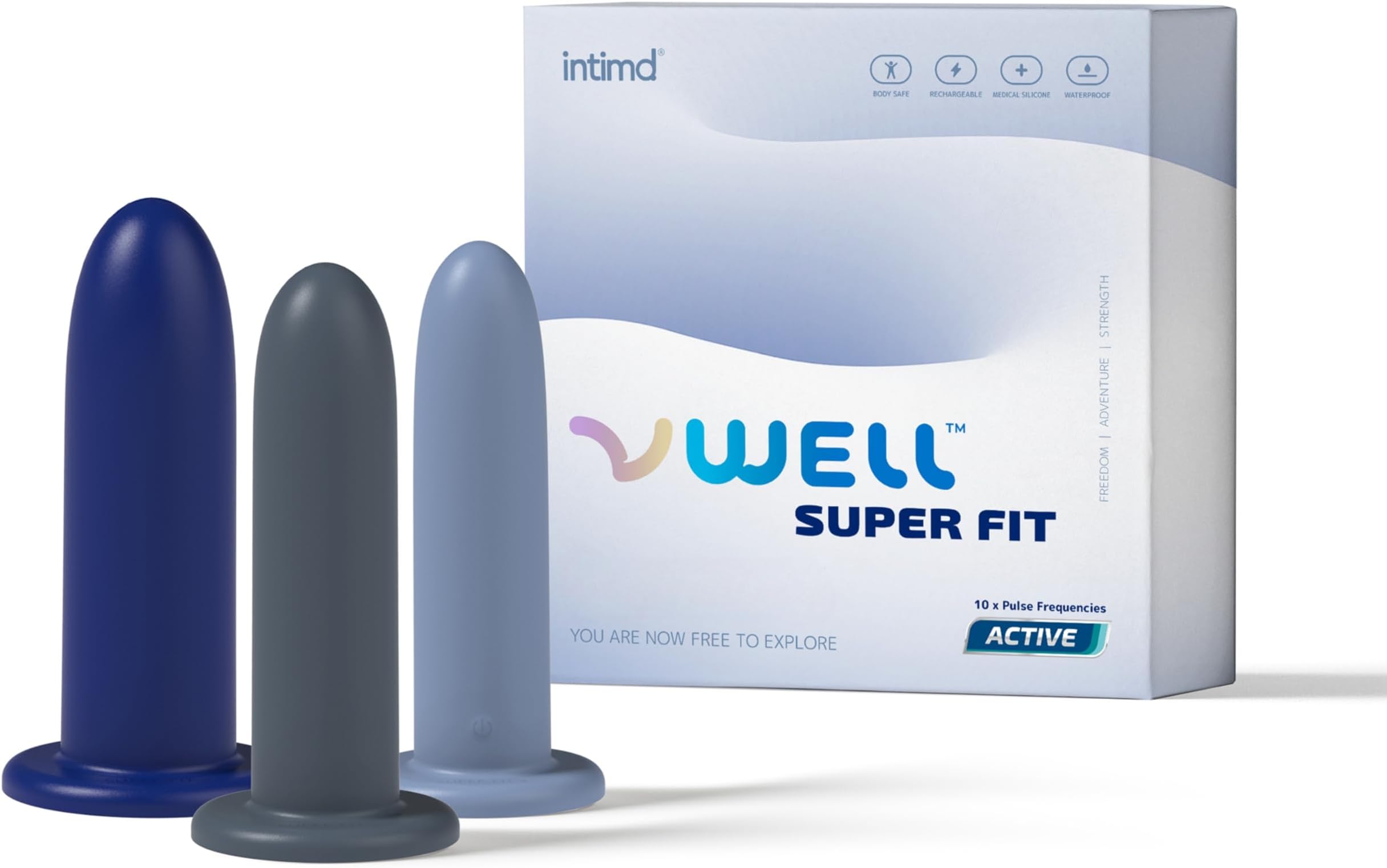 IntiMD VWELL Super FIT Extra Large XL Silicone Pelvic Floor Expanding Exercise Set with Active Technology (3 Set System)