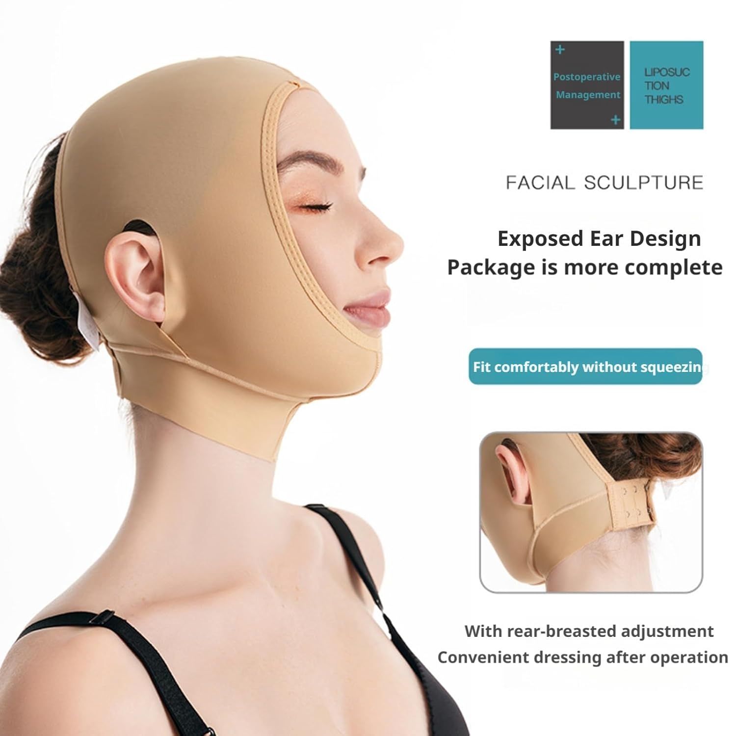 Face Toning Belts Face Slimming Chin Strap Lipo Compression Garment Reusable Neck Cover Strap Vline Face Lifting Belt(Medium)