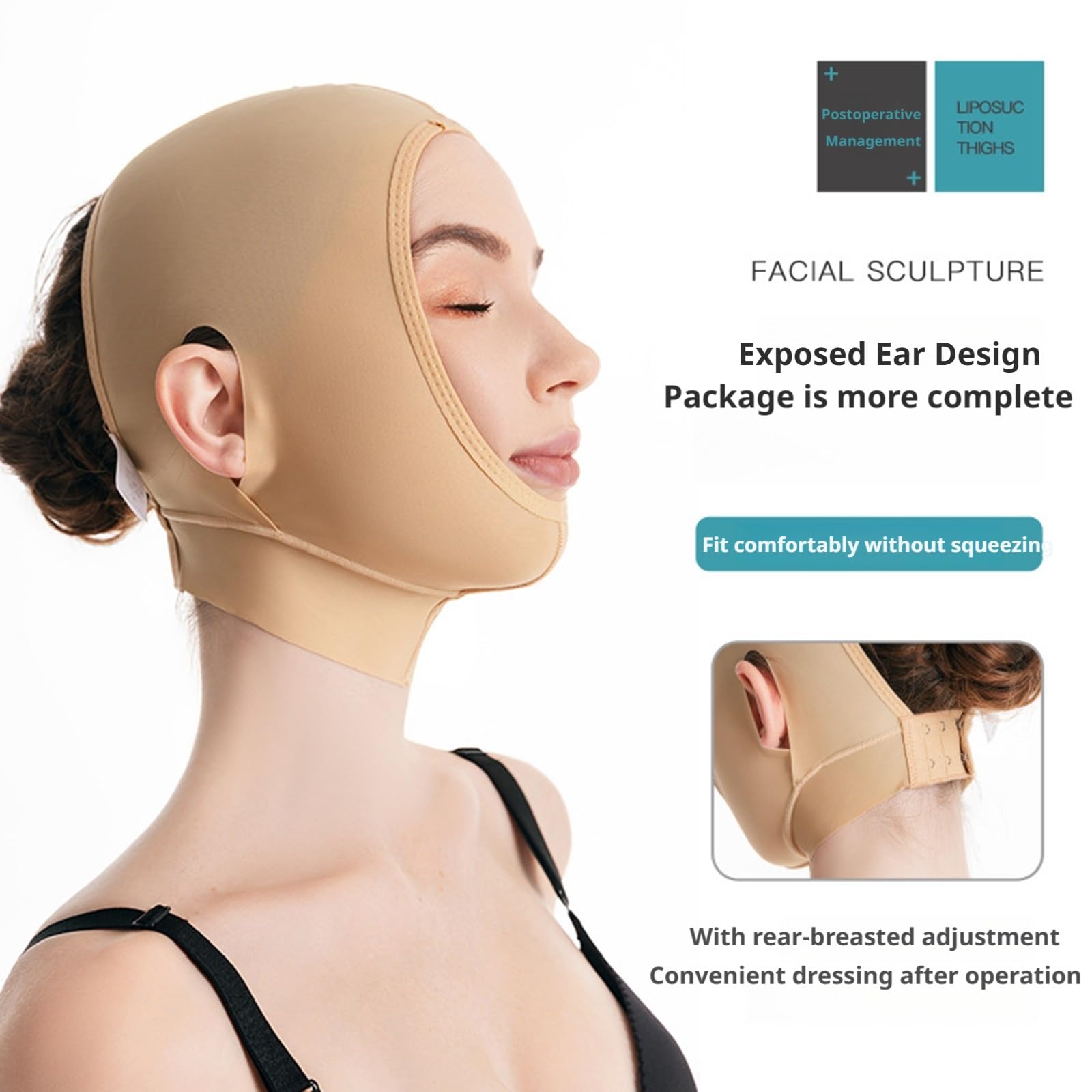 Fajas tonificadoras faciales, Correa Adelgazante para la Barbilla, Prenda de compresión lipo, Cubierta de Cuello Reutilizable, cinturón Lifting Vline (Mediano)