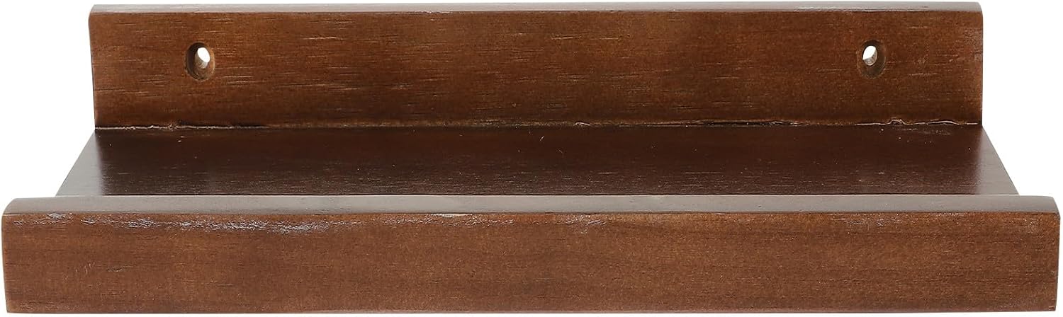 Floating Wall Shelf with Raised Lip, Compact Mini Pine Wood Storage Rack, Wall-Mounted Household Storage Shelf for Bathroom Bedroom Office Decor