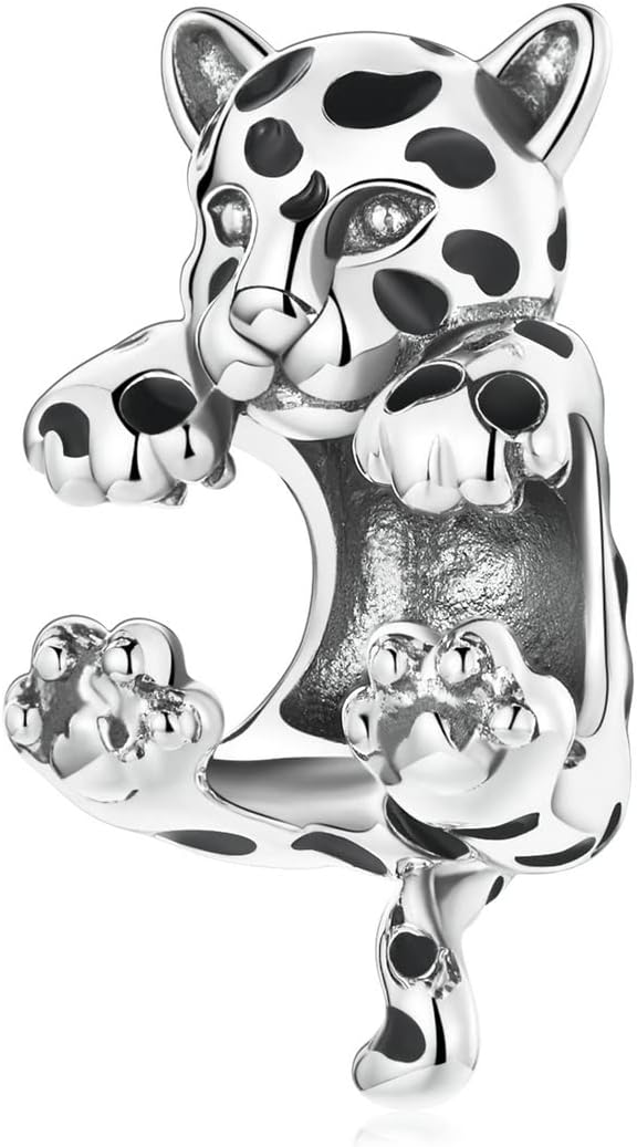 Funny Little Cheetah Charm 925 Sterling Silver Charm Fits For Pandora Bracelet, European Charms Bracelet