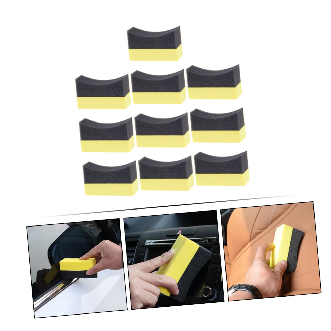 50piezas Esponjas De Aplicación para Cera De Neumáticos Herramienta De Limpieza Interior De Coche para Lavado y Pulido De Superficies