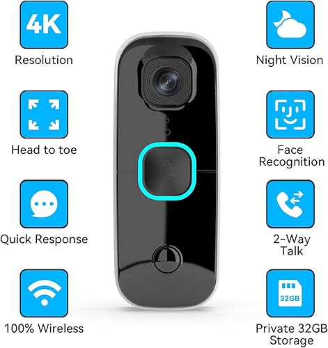Miniatura 4 de Swann Buddy4K UHD - Timbre inalámbrico y timbre de video  Sin tarifa mensual  Vista ultra ancha de 165  Análisis inteligente  Audio de 2 vías