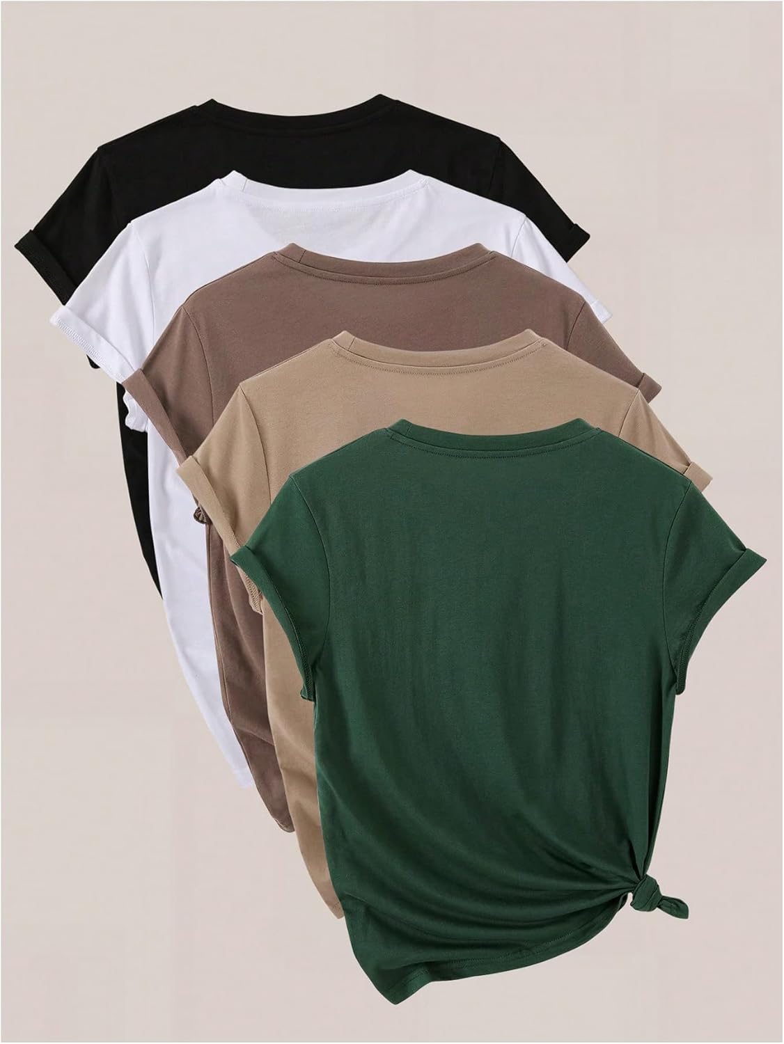 SOLY HUX Women's Short Sleeve Crew Neck Tees 5 Packs Basic T-Shirts Casual Summer Tops - Image 2