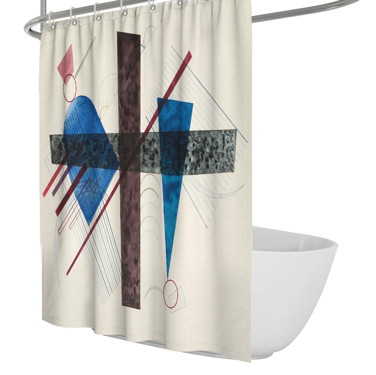 Olliar Home Shower Curtain Abstract Geometric 180X180 Modern Minimalist Art S For Bathroom Washable Fabric Set With Hooks