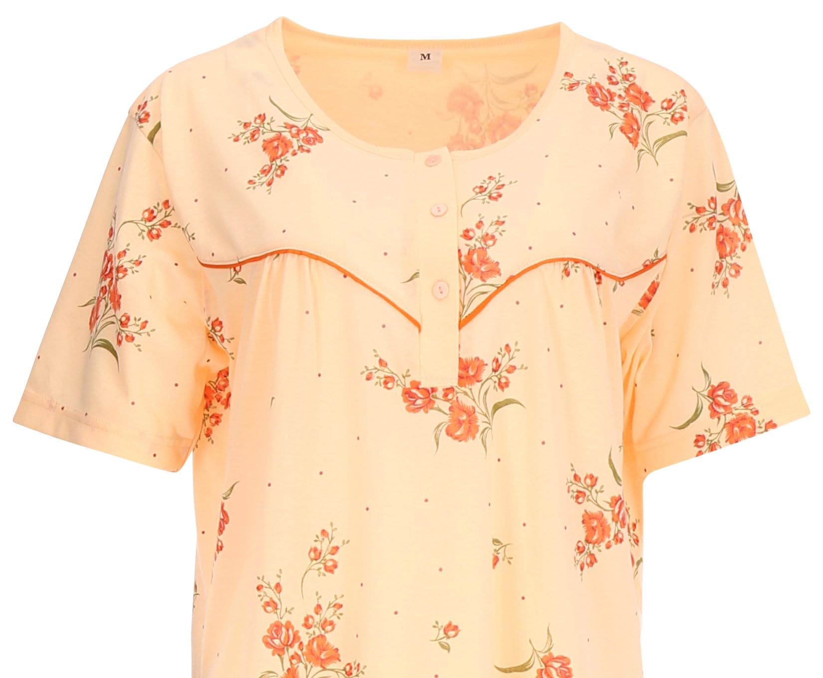 Schuerzenfabrik - Damen Nachthemden Kurzarm Blau Rosa Lila Orange mit Knopfleiste