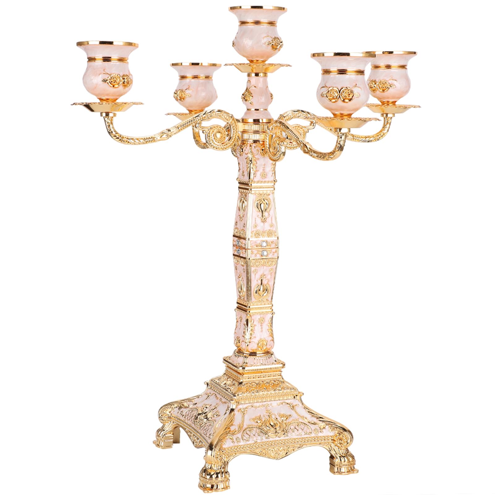 5 Candelabra di Candele, Portacandele in Metallo in Stile Europeo Candelabra di Lusso Decorazione da Tavolo per La Festa di Natale