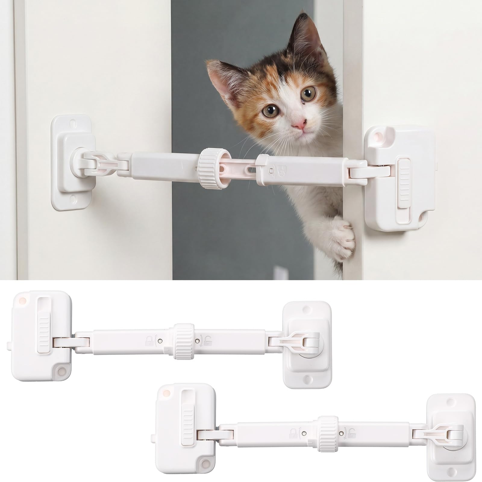 Pestillo de puerta para gatos Gilprop regulable para ajustar apertura en cajas de arena